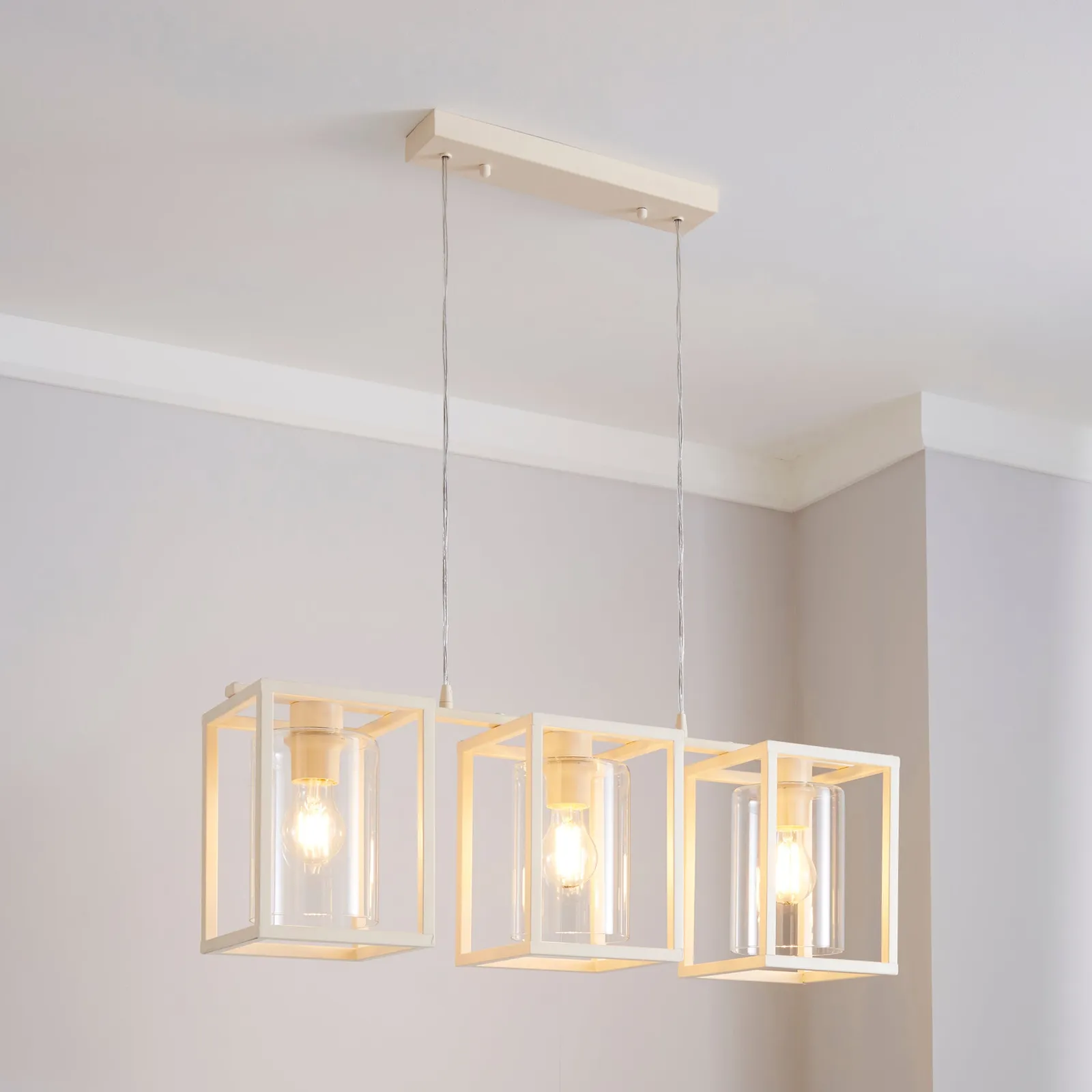 London 3 Light Cream Industrial Diner Ceiling Fitting Cream