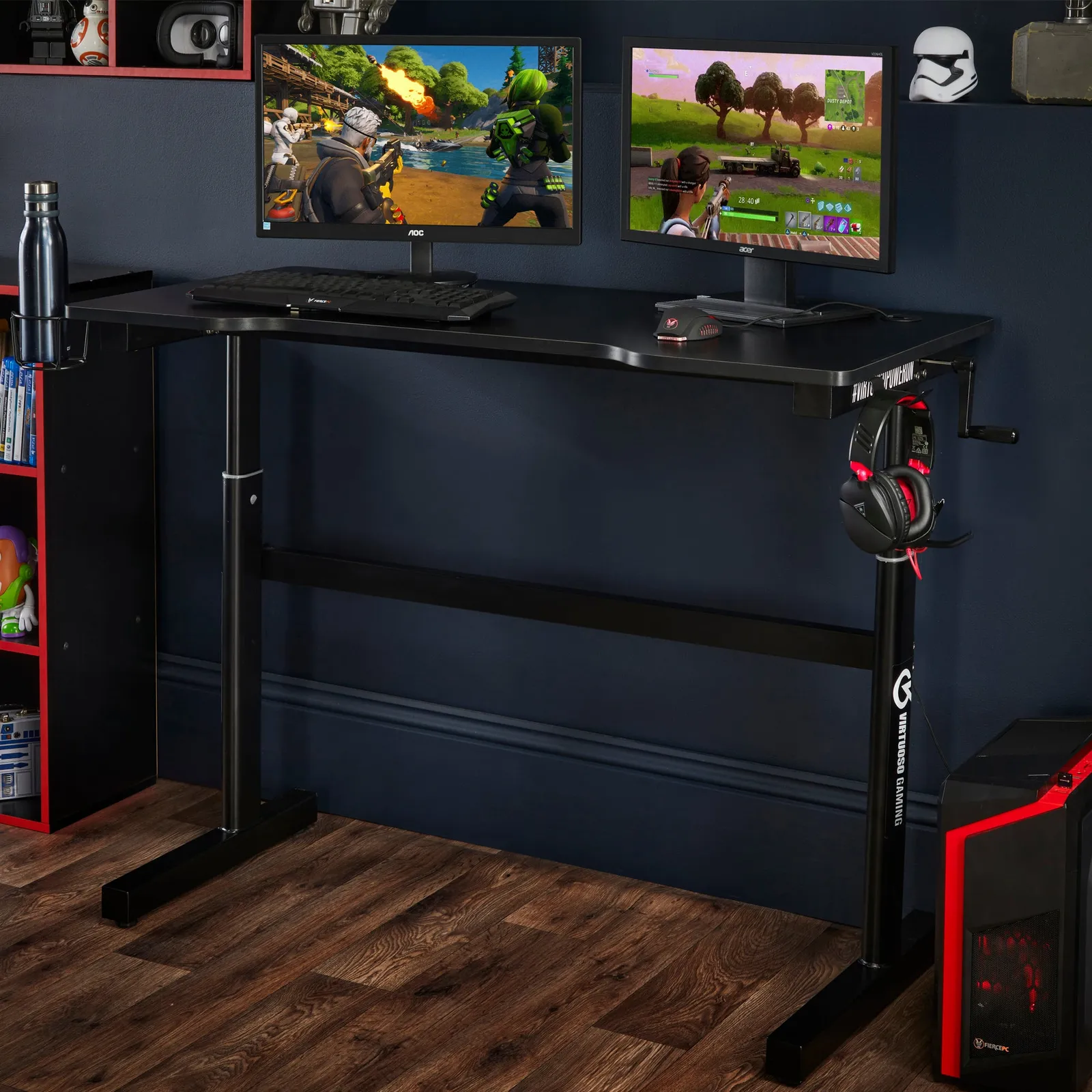 Ergonomic Sit-Standing Adjustable Gaming Desk Black/Red