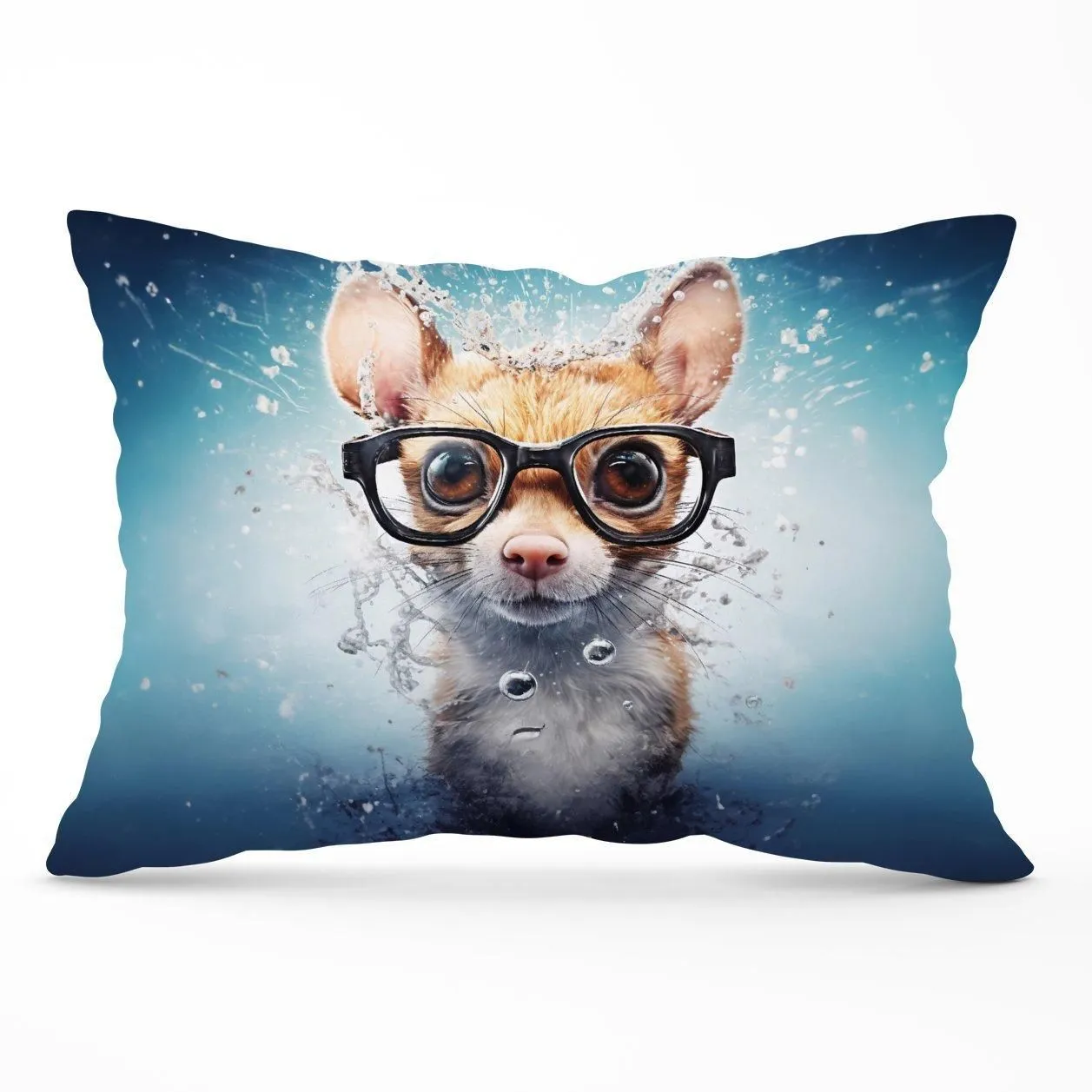 Warren Reed - Designer Splashart Doormouse Cushions in Blue
