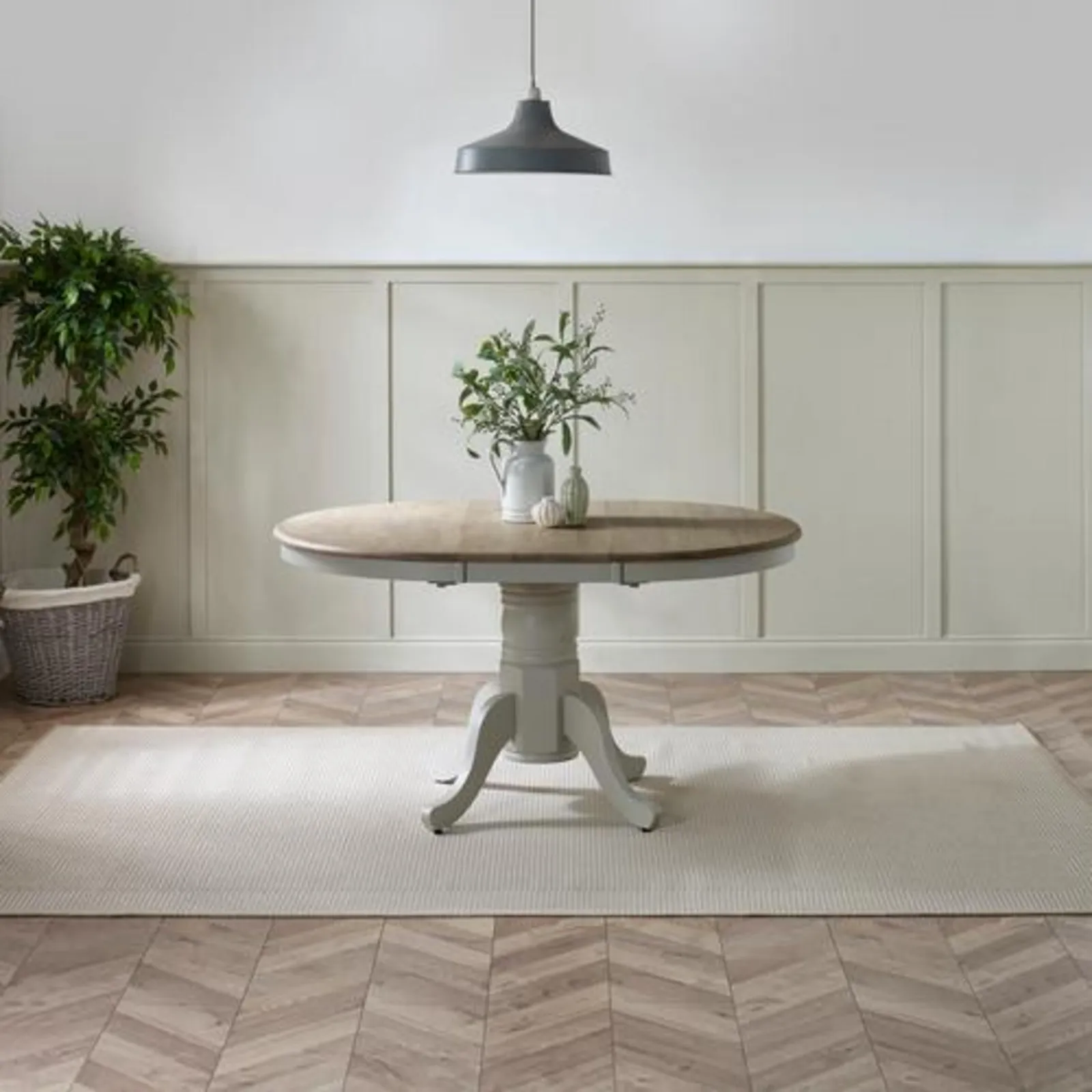 FurnitureboxUK Padstow Rustic Farmhouse Extending Solid Wood Dining Table in Light Grey 2