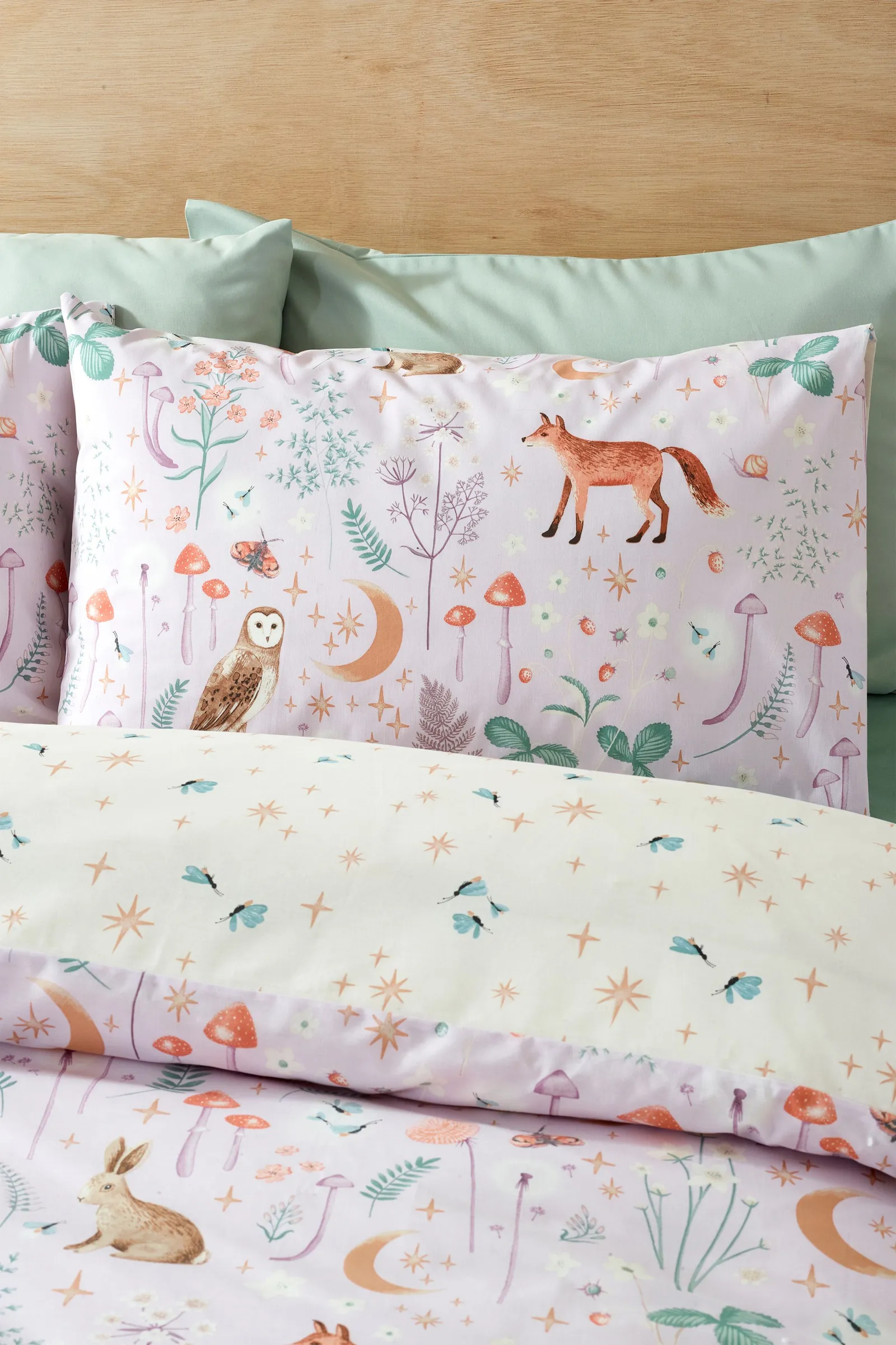 Catherine Lansfield 'Enchanted Twilight Animals' Reversible Duvet Cover Set in Lilac 3