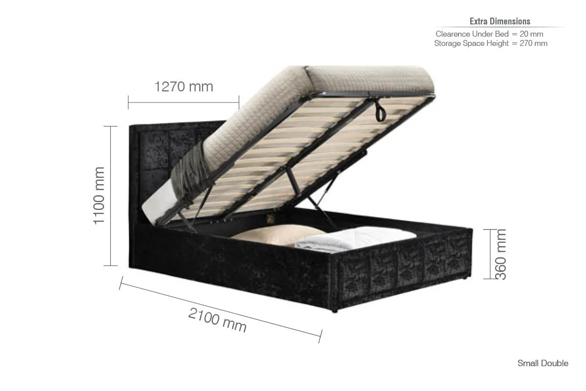 Birlea Fabric Ottoman Bed Frame Storage Hannover Gas Lift in Black 6