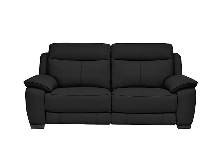 Starlight Express 3 Seater Leather Recliner Sofa with Power Headrests - Classic Black