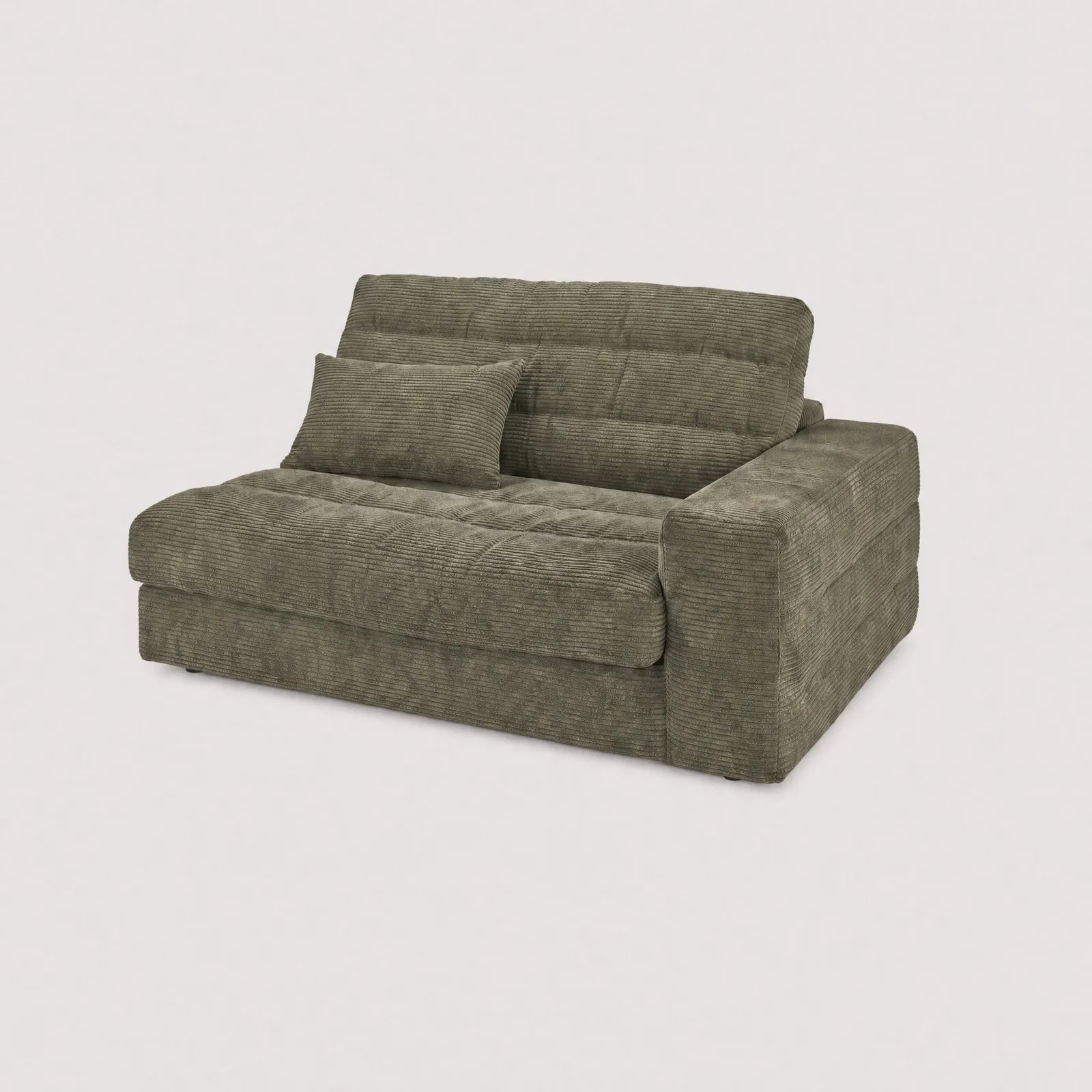 Twain Medium 1.5 Seater Armrest Right Modular Sofa, Green Fabric | Barker & Stonehouse