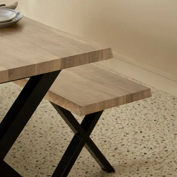 Ezra 6 Seater Rectangular Dining Table with 2 Benches 2