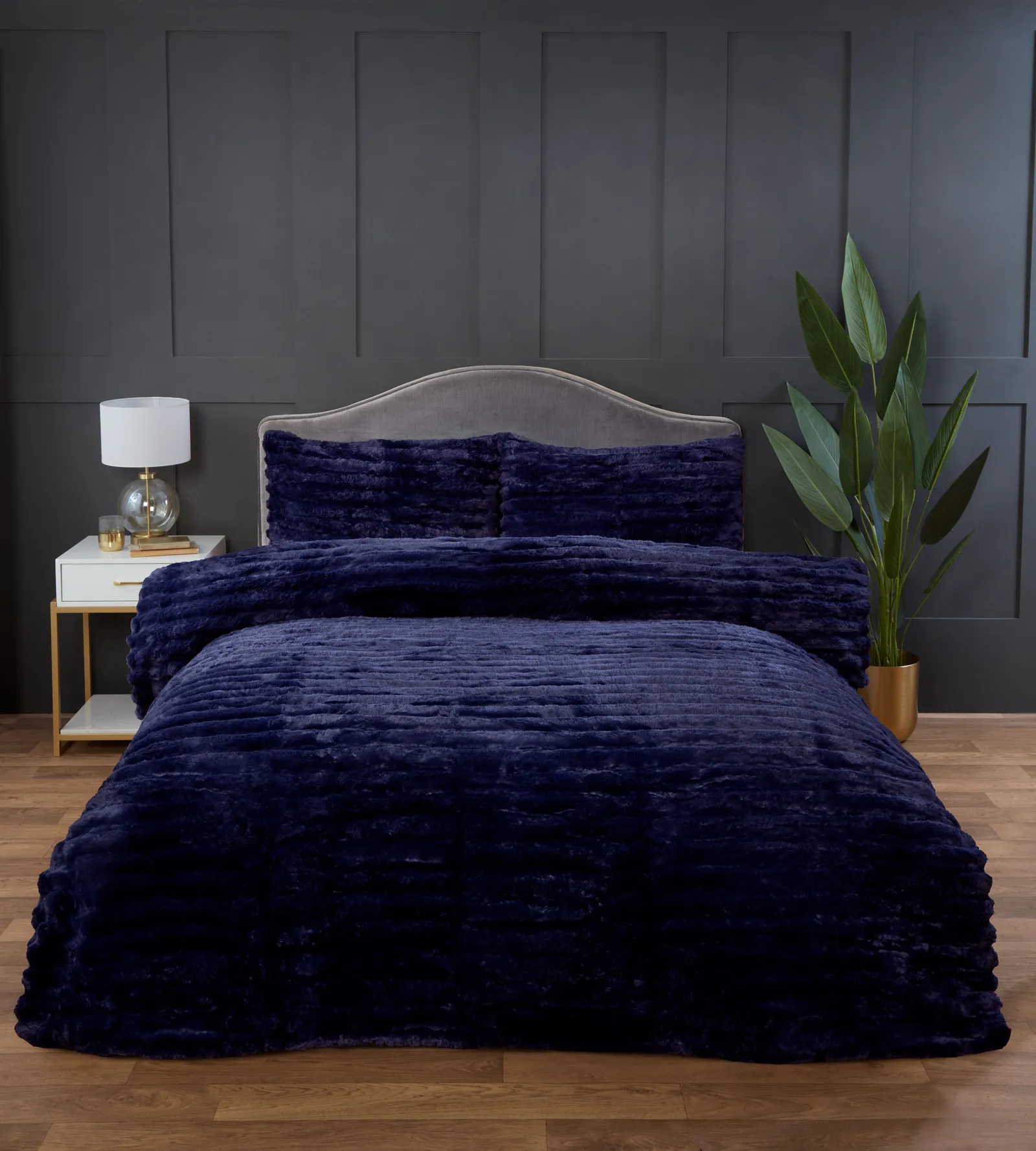 Rapport Home Chunky Ribbed Fur Polyester Soft & Cozy Duvet Cover Set With Pillowcase in Blue 1