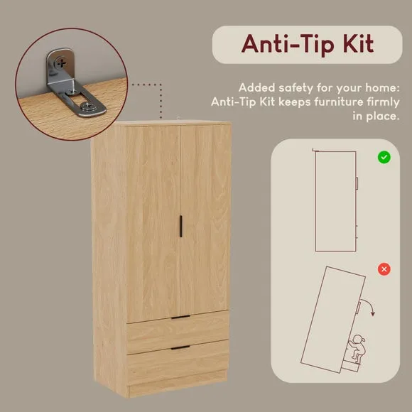 Hayes 2 Drawer Double Wardrobe 5