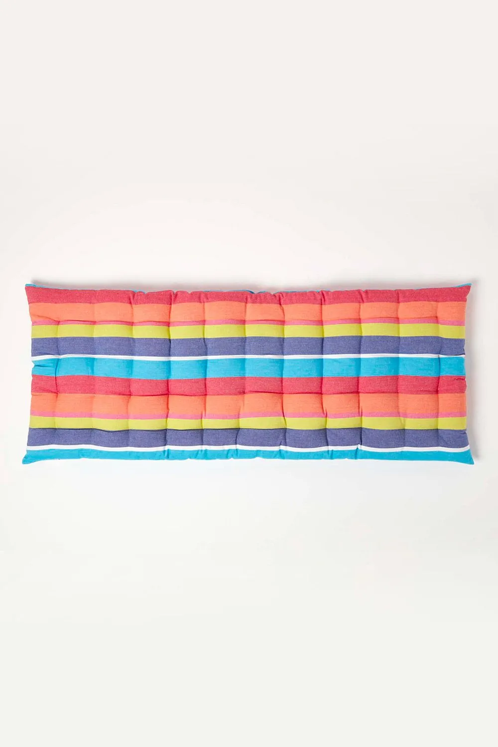 Homescapes Garden Bench Cushion Luxury 2 Seat Cotton Multi Striped Indoor Outdoor Pad 3
