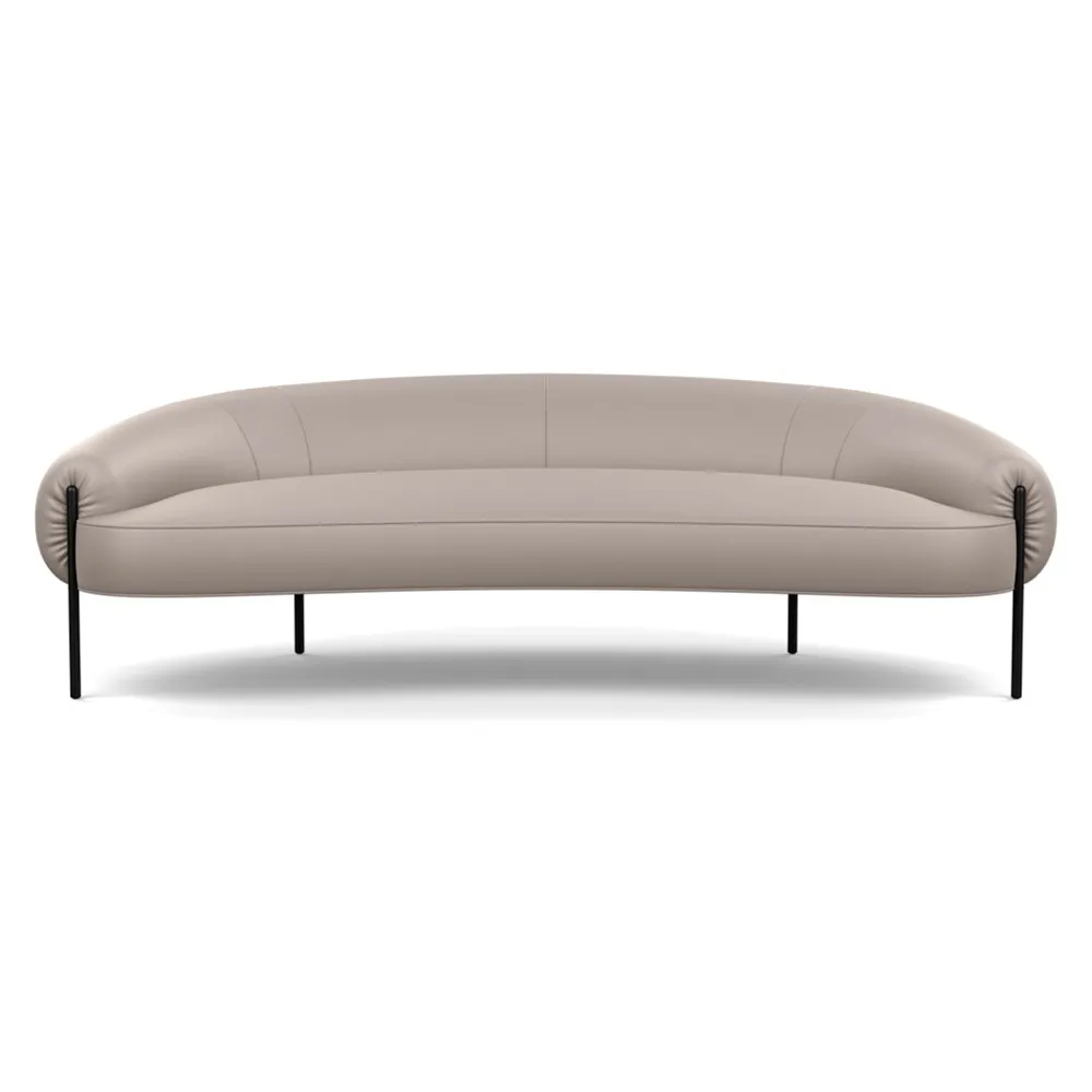 Heal's Isola 3 Seater Sofa Leather Grain Light Grey 060 Black Feet 1