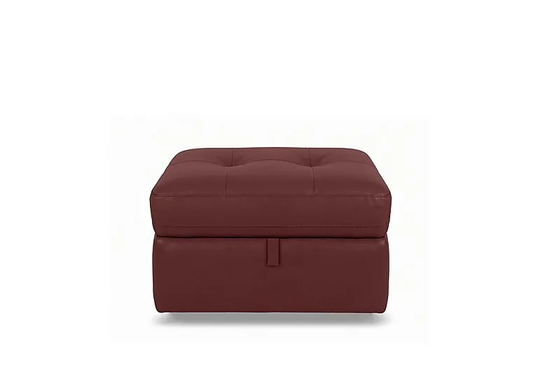 Drift Leather Storage Footstool - BV Deep Red - Living Room Furniture - In Time for Christmas