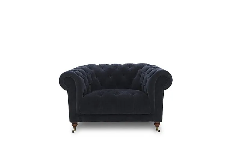 Columbus Fabric Armchair with Castors - Manhattan Indigo