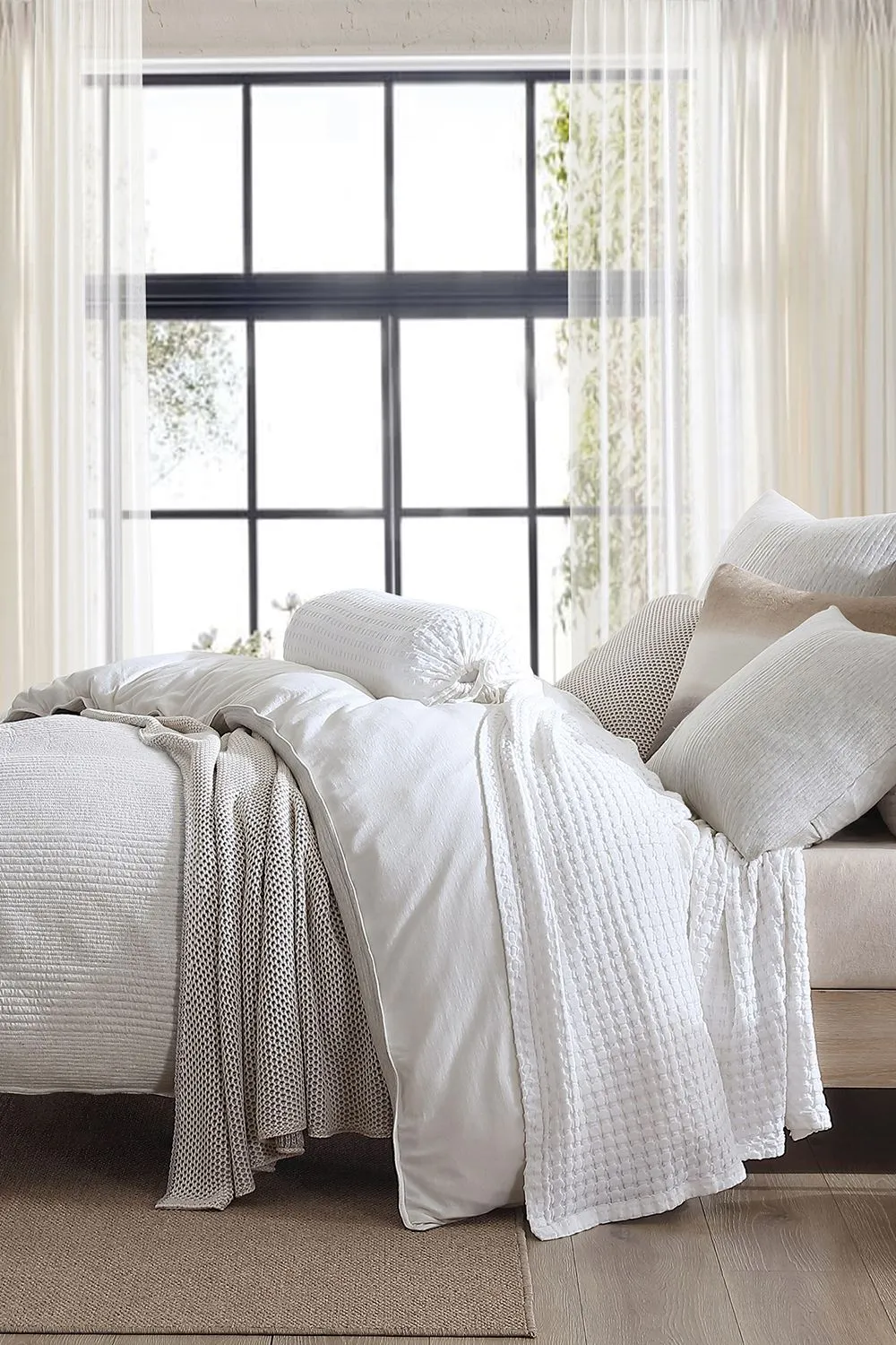 DKNY ' Pure Ribbed Jersey' Duvet Cover Set in Light Grey