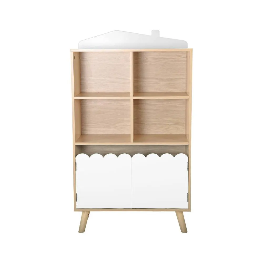 sweeek Children's pine wood library 2 doors 4 shelves in White 5