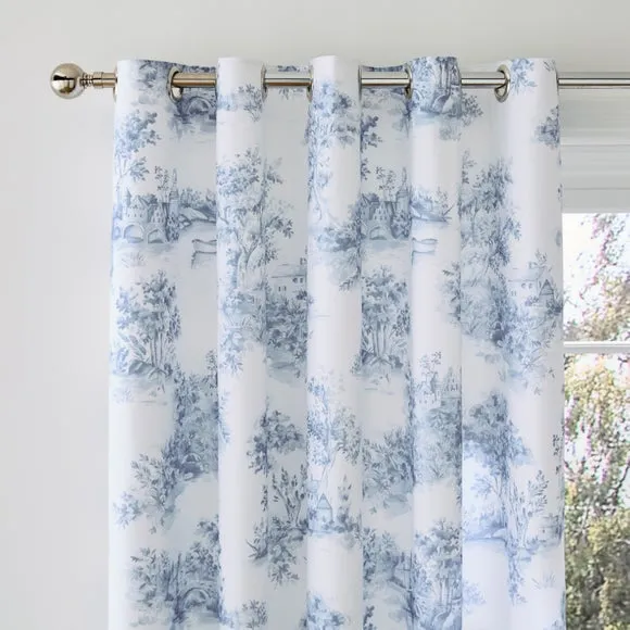 Toile Scene 100% Cotton Blackout Eyelet Curtains