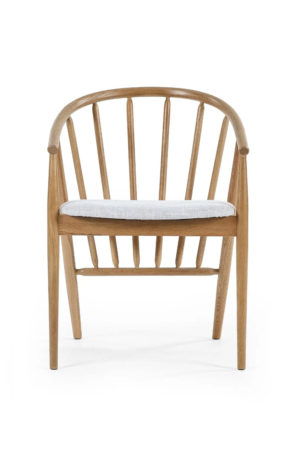 Julian Bowen Rory Curved Spindle Back Upholstered Dining Chair in Light Oak 4