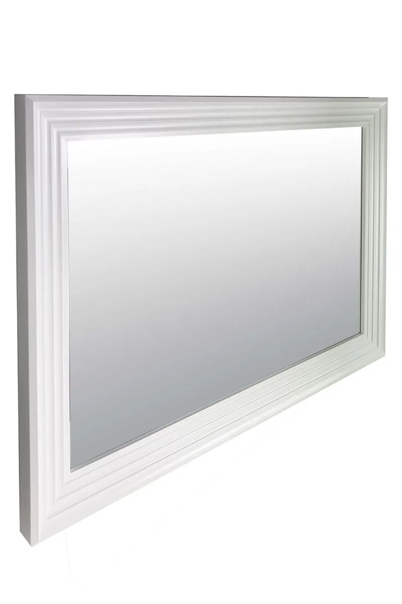 MirrorOutlet New Modern Bright White layered Wall Mirror 3ft6X2ft6 1060X756mm 6