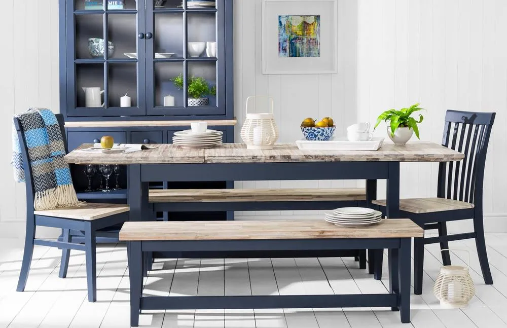 Statement Furniture Florence Rectangle Extendable Kitchen Dining Table in Navy 1
