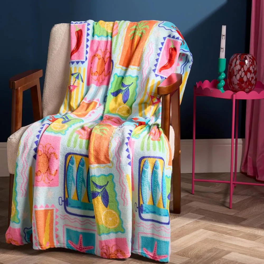OHS Postcard Print Flannel Fleece Throw Blanket Soft Bedspread