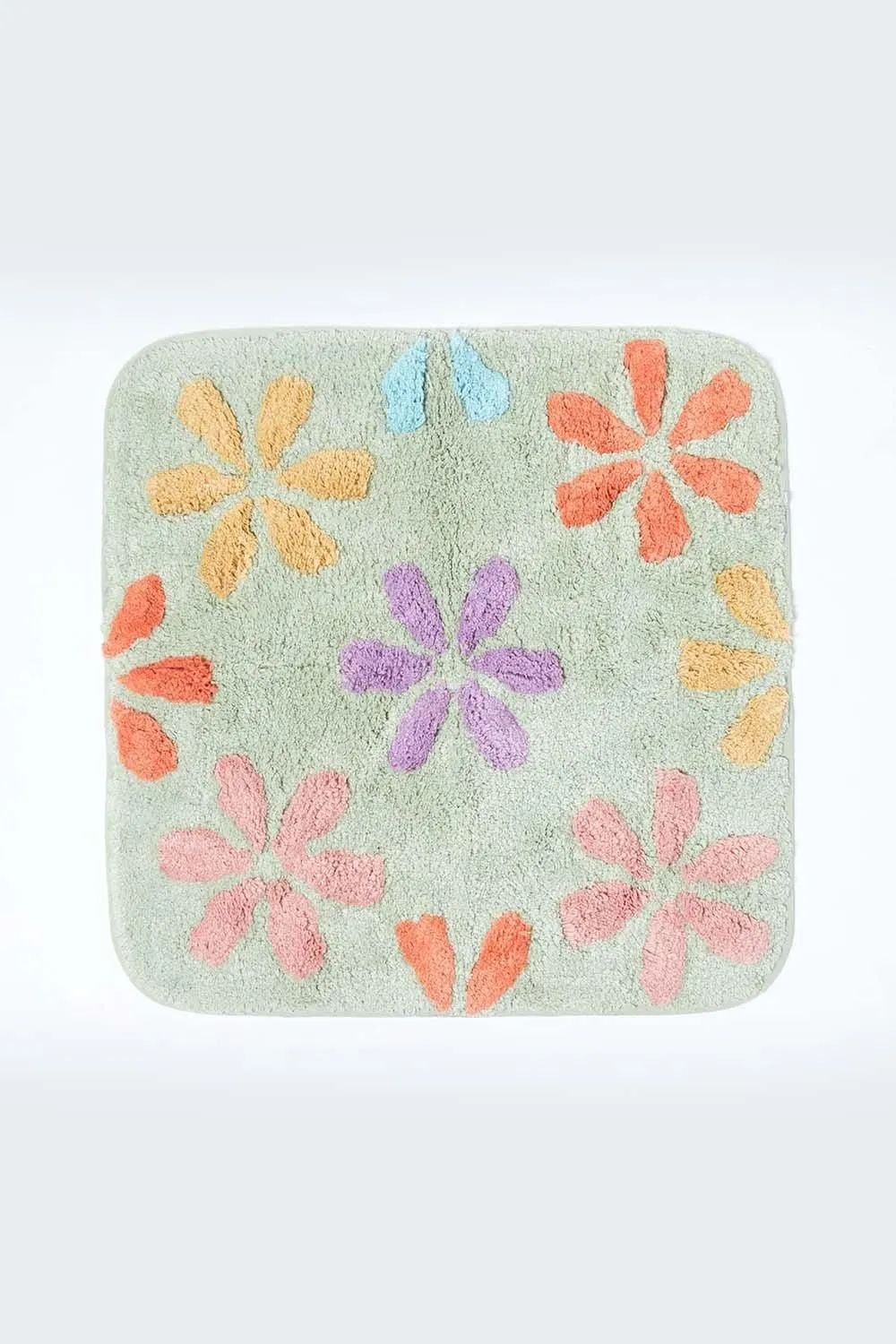 Homescapes Floral Multi Colour Cotton Shower Mat