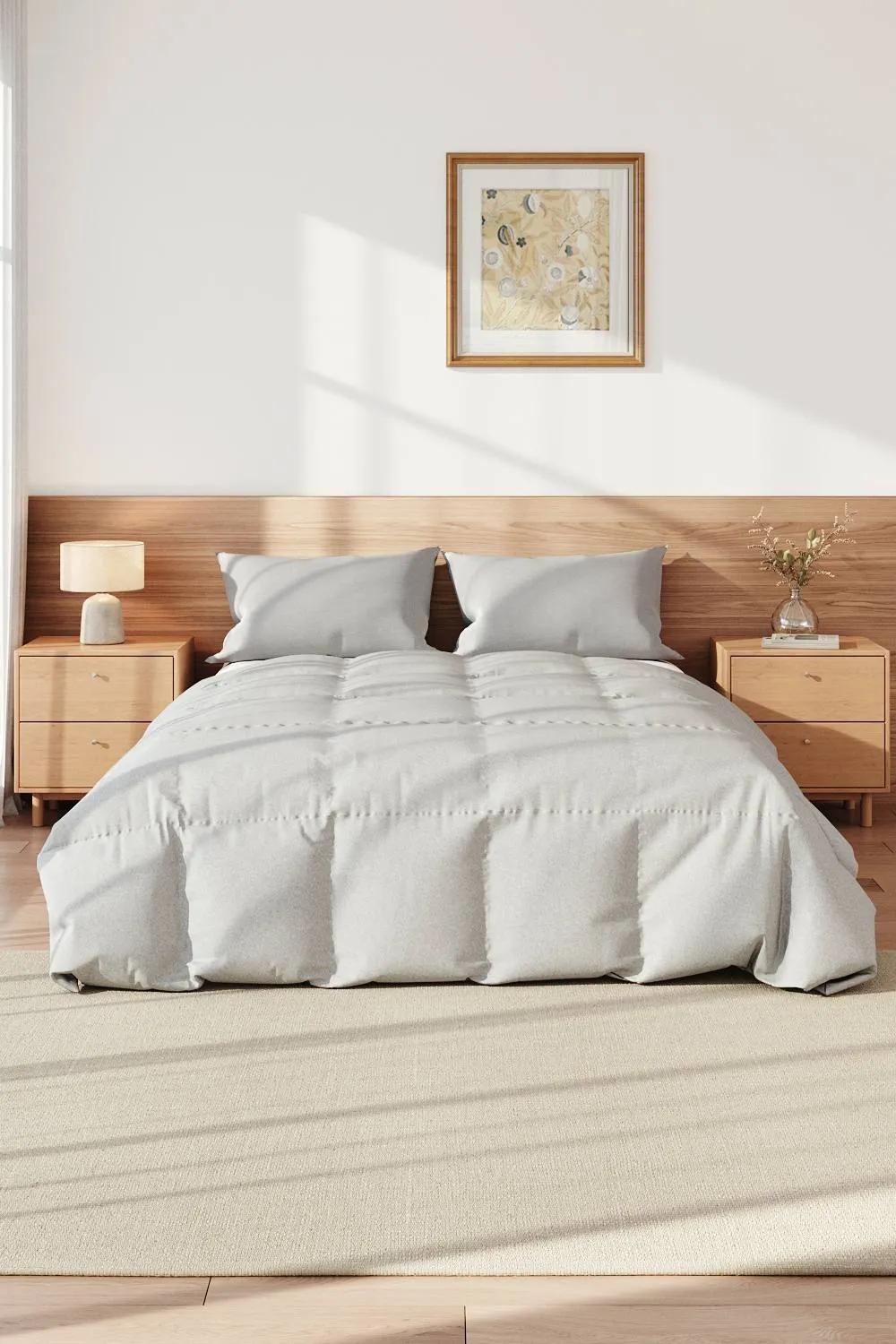 Living and Home 200cm L x 150cm W Spring and Autumn Down Alternative Duvet Coverless Microfibre Quilted Single Duvet, Grey