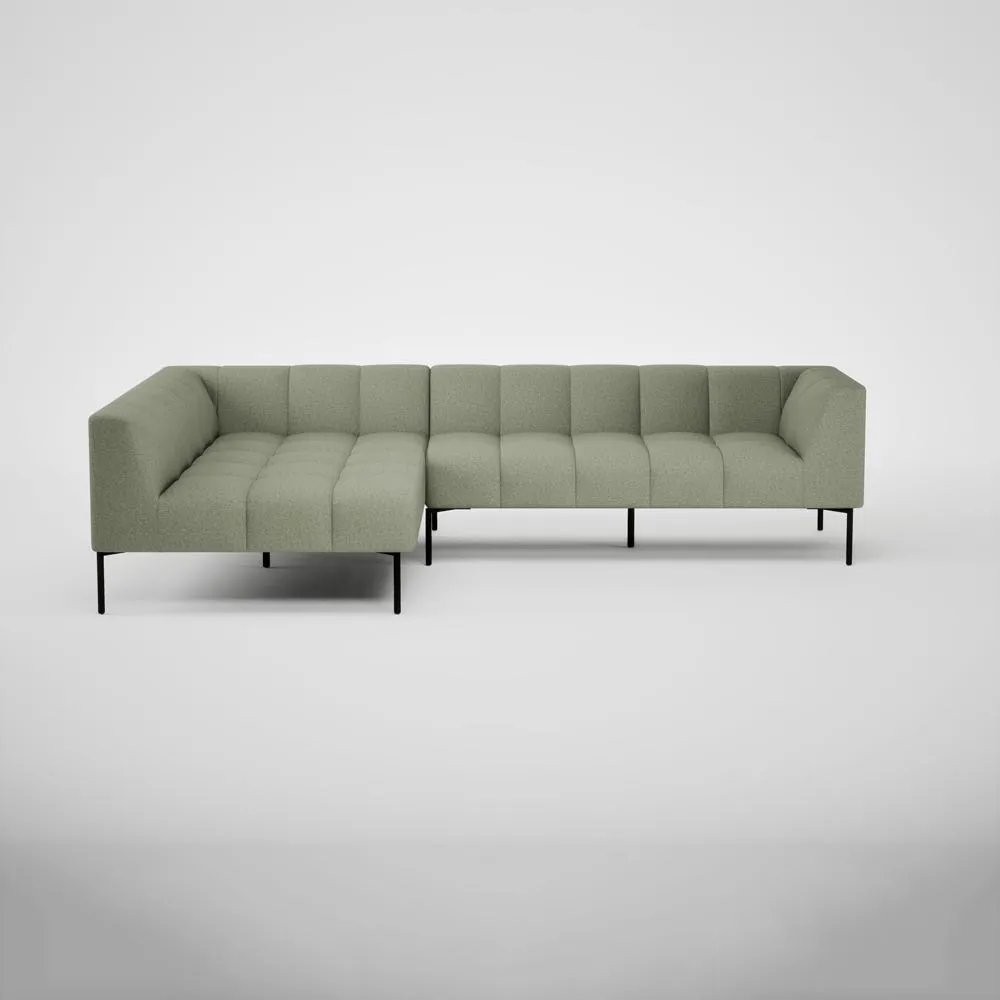 Heal's Quadro Left Hand Facing Chaise Sofa Siena Cotton Pistachio Black Feet