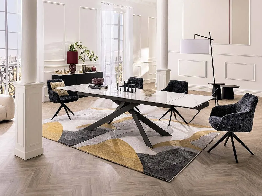 Vente-unique 8 - 12 Seater Extendable Dining Table In Ceramic, Tempered Glass, and in Grey 5