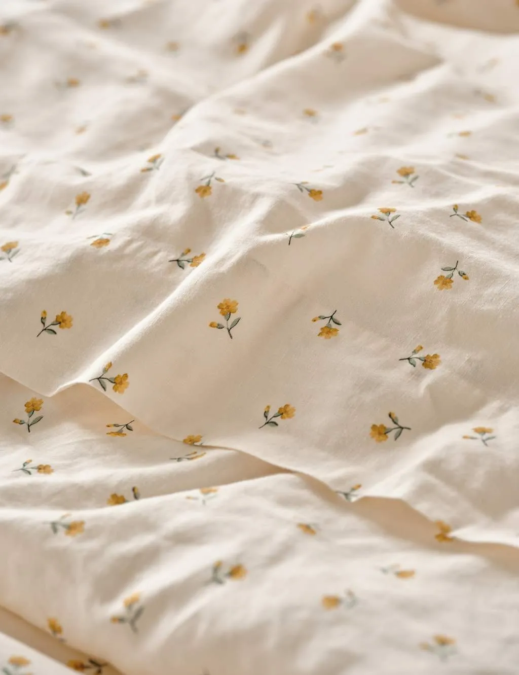 Piglet In Bed Posy Bud Linen Blend Flat Sheet Yellow Mix