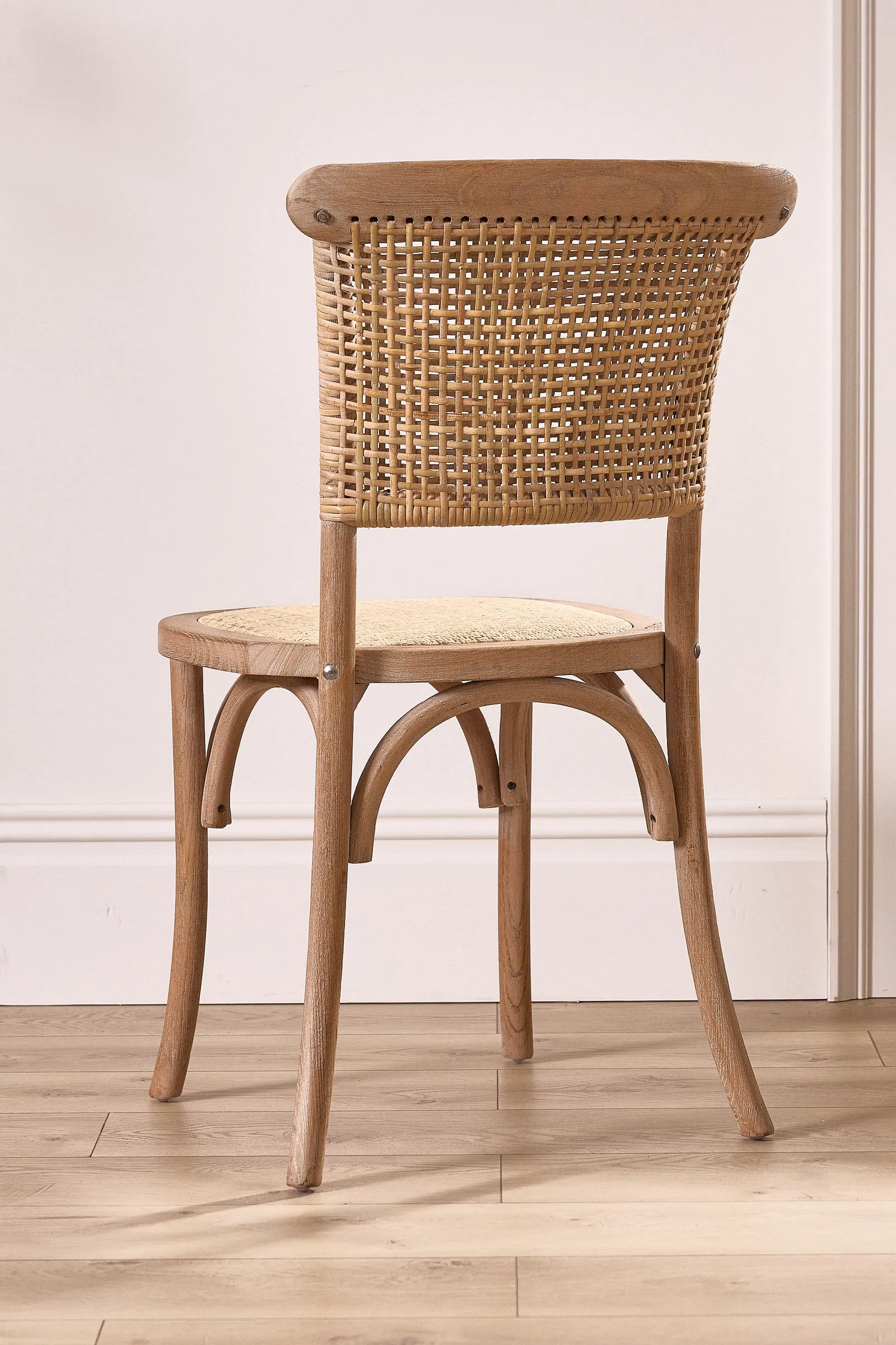 Dibor Set of 4 Rustic Vintage Provence Wicker Home Furniture Rattan Dining Chairs in Natural 4