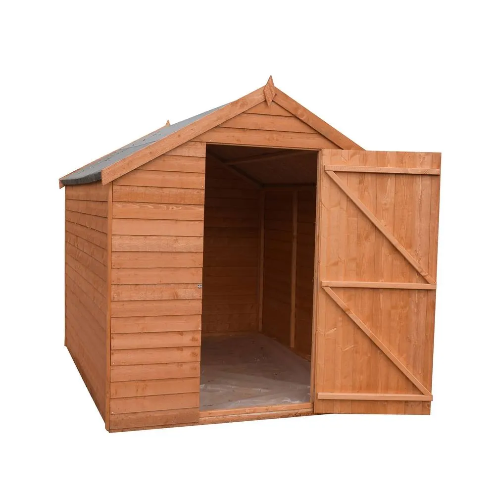 Shires Overlap 8 x 6 Feet Dip Treated Value Range Apex Shed Single Door in Brown 3
