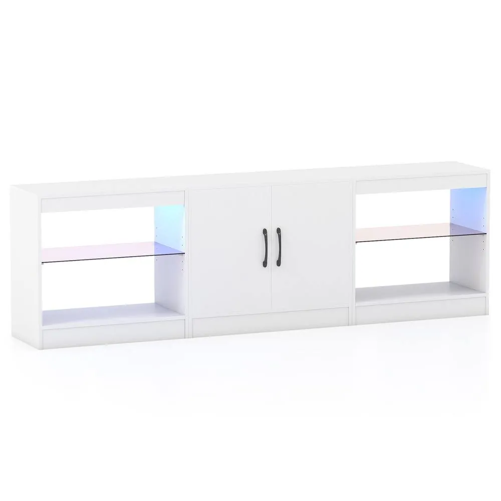 Costway Modular TV Stand for 85" TVs 3-in-1 Entertainment Center w/LED Lights in White 4