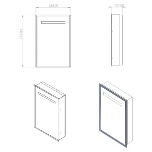 Melford Melford Silver Surround LED Recessed Mirror Cabinet with Integrated Shaver Socket - 700 x 500mm 2