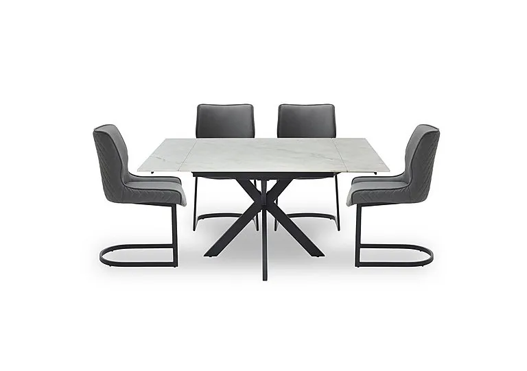 Clio Draw Leaf Extending Dining Table and 4 Cupra Chairs - Charcoal