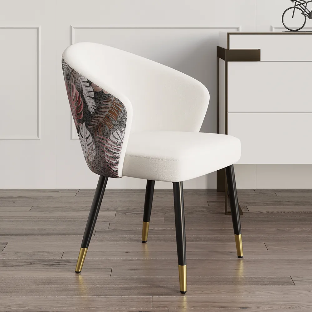 Set of 8 Velvet Dining Chairs Upholstered Modern White Dining Room Chairs with Arm