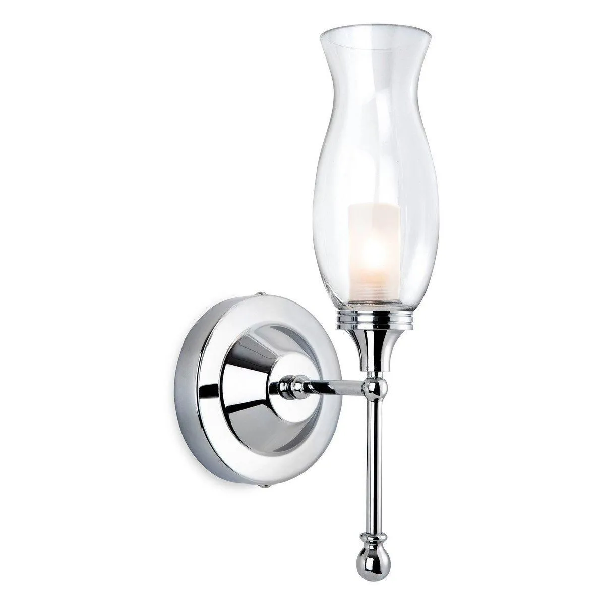 Netlighting Aston 1 Light Bathroom Indoor Wall Light Chrome Clear Glass IP44 G9