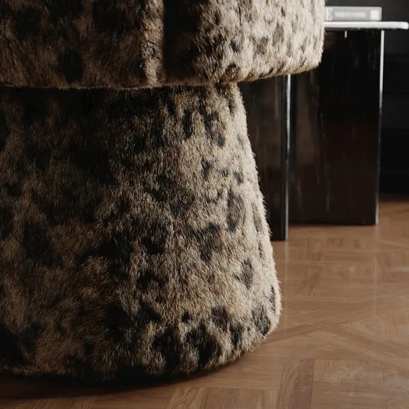 Reza Leopard Print Faux Fur Swivel Chair 4