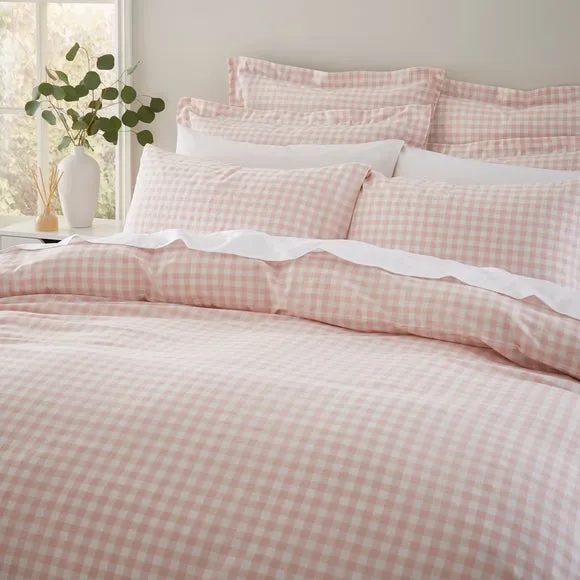 Portloe Woven Gingham 100% Cotton Duvet Cover & Pillowcase Set 3