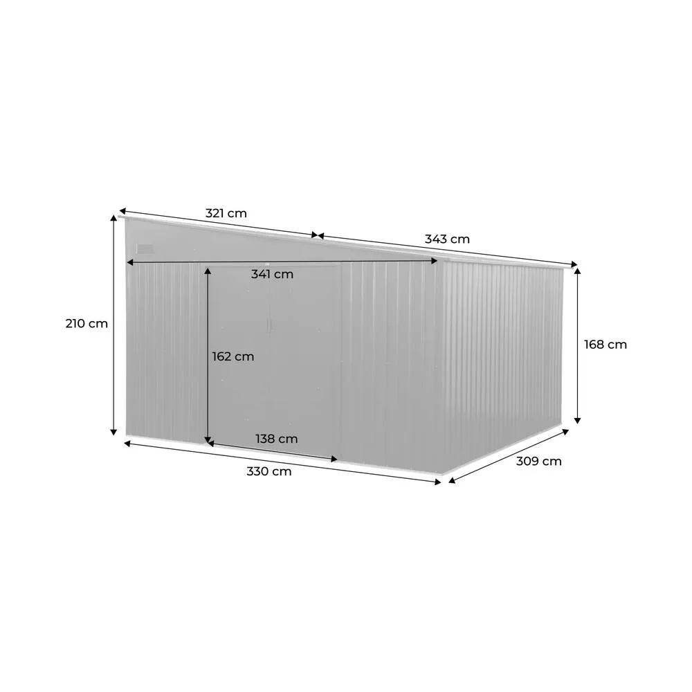 sweeek 11.01 m² galvanized steel lean-to garden shed with anchoring kit in Dark Grey 5