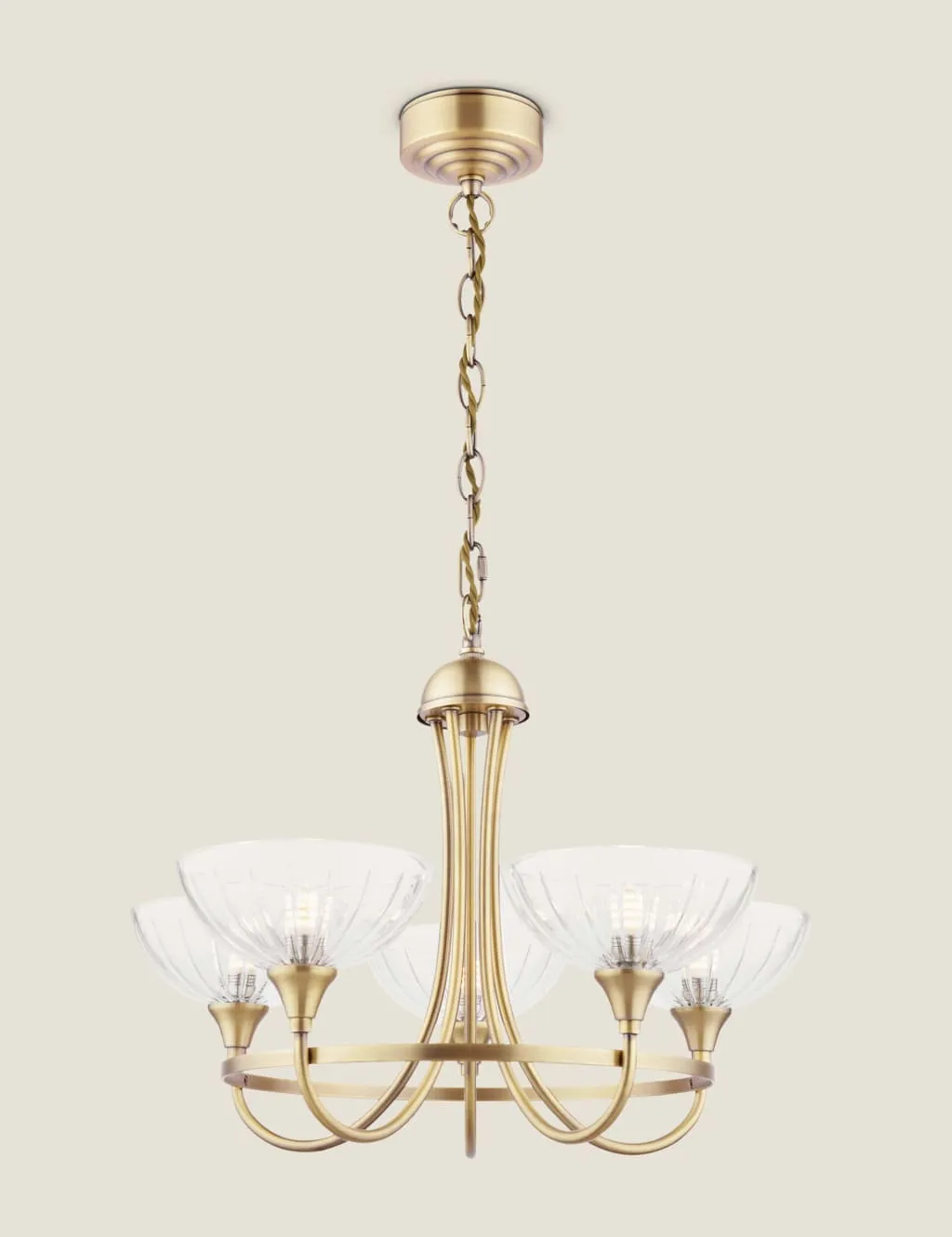 Laura Ashley Wellham 5 Light Pendant Light Antique Brass