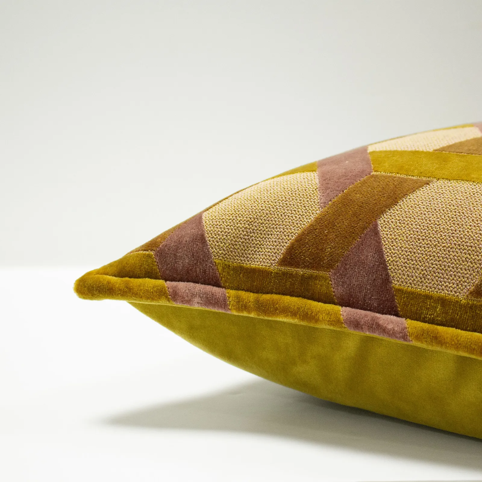 Paoletti Delano Geometric Velvet Cushion in Yellow 5