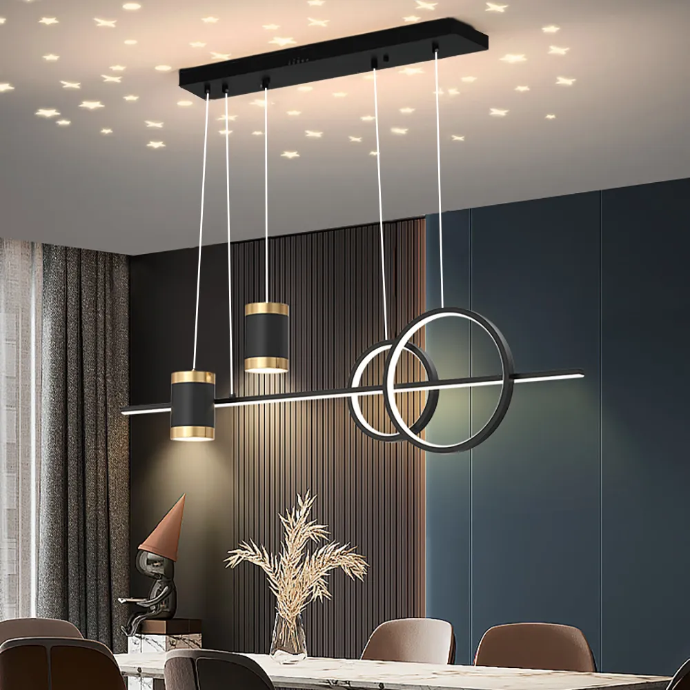 Modern Black Kitchen Island light Geometric Starry Hanging Light