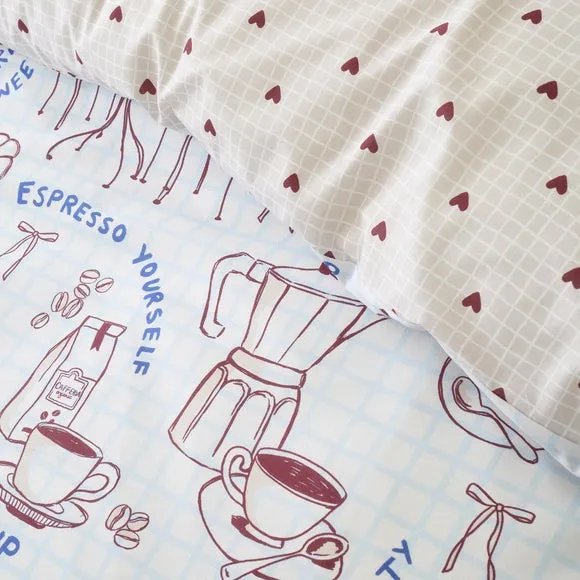 Fusion Coffee Club Polycotton Duvet Cover & Pillowcase Set 3