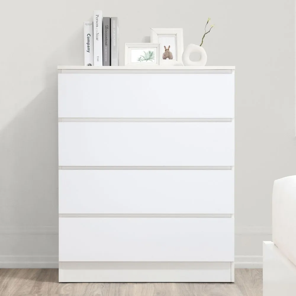 Oslo - 4 Drawer Chest of Drawers - White - Wooden - Happy Beds 1