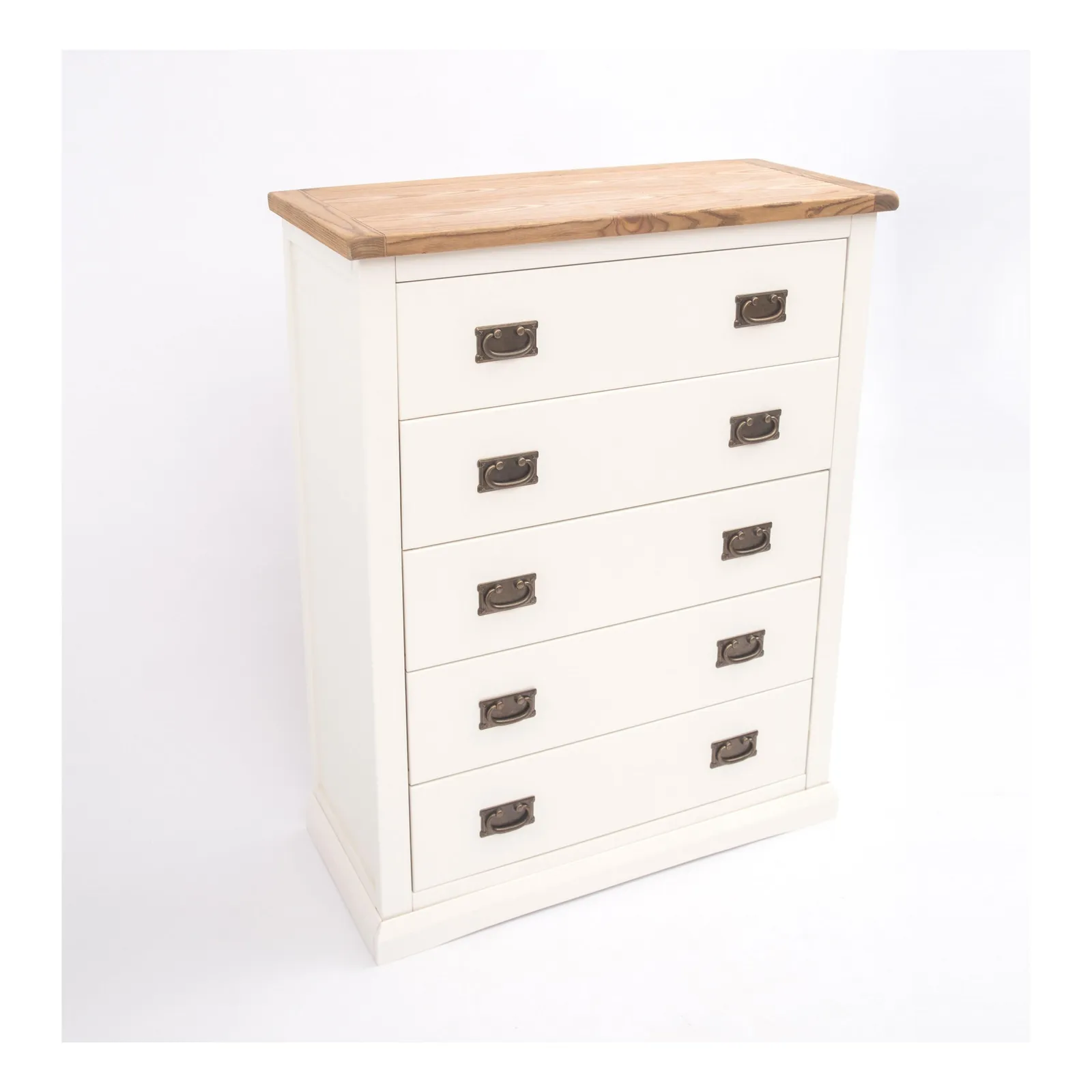 Cabinet Bits Cosenza 5 Drawer Chest of Drawers Bras Drop Handle in Off-White 4