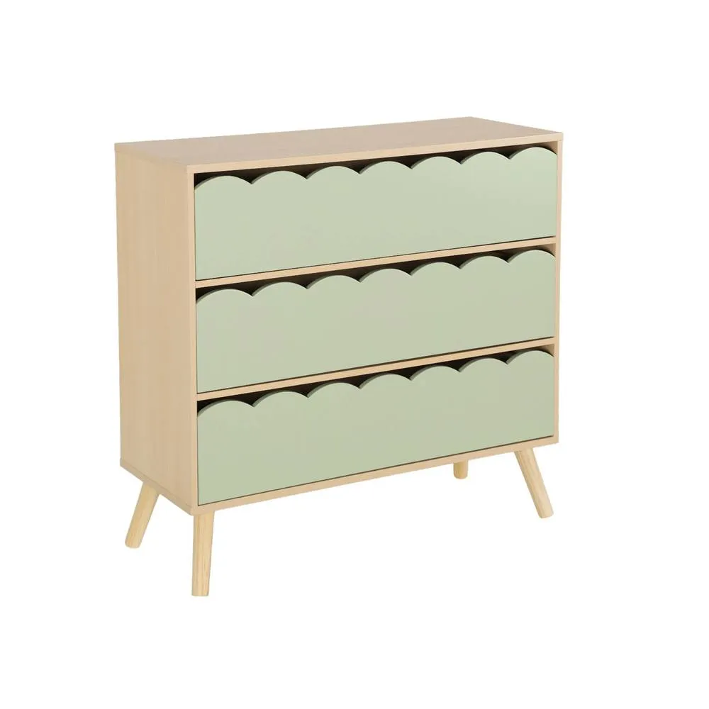 sweeek Wood-effect children's chest of 3 drawers in Green 2