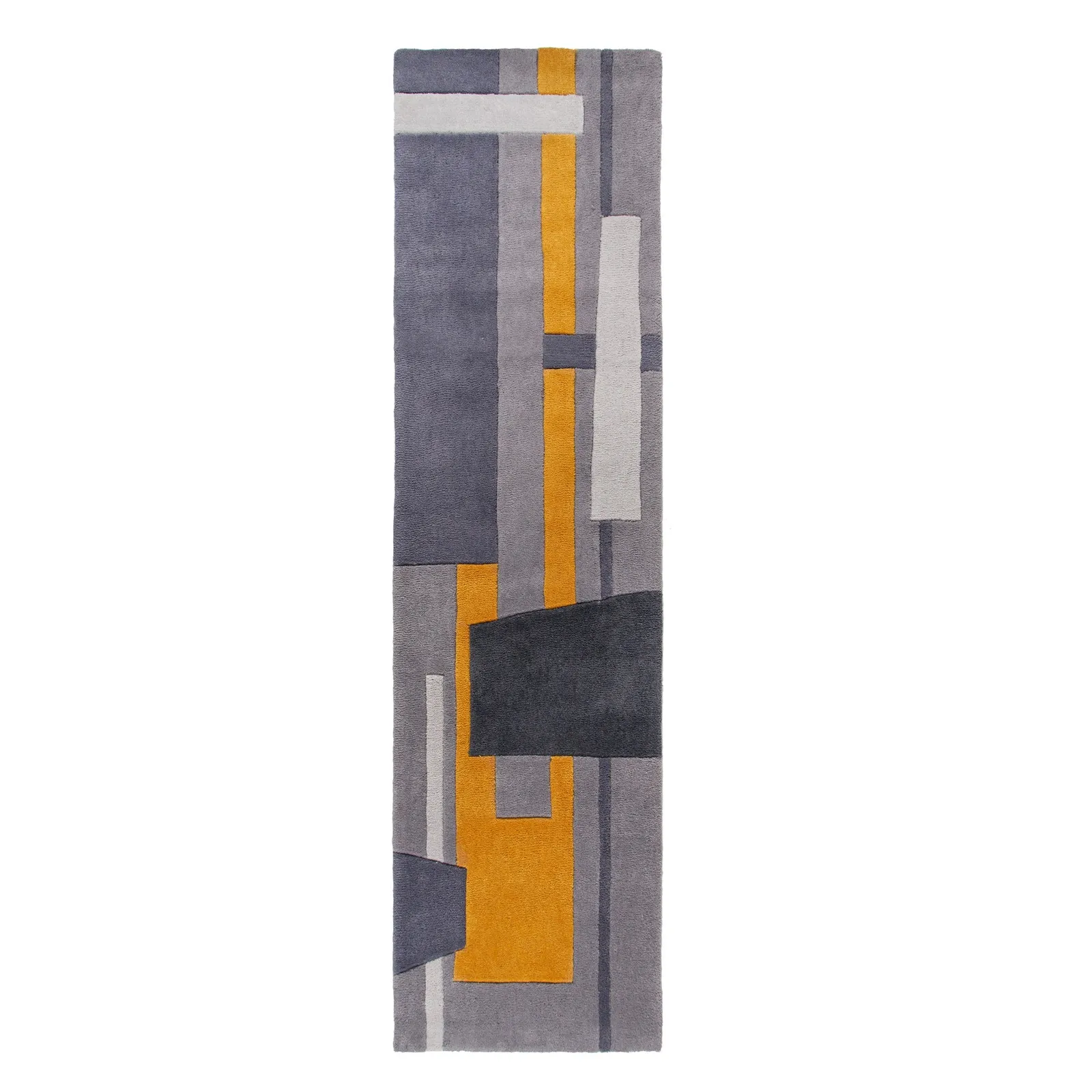 Elements Farg Abstract Ochre Runner Yellow and Grey