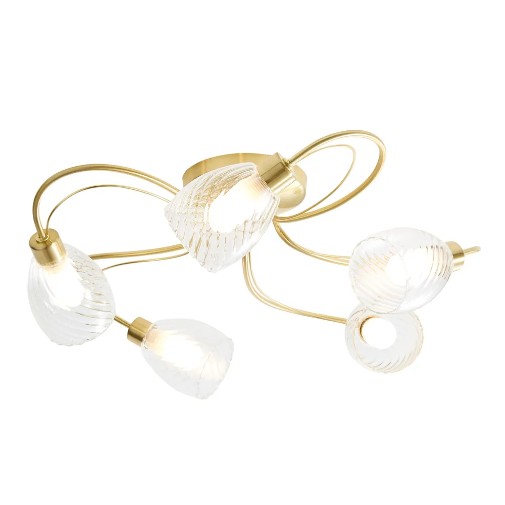 Arya Tangle Flush Bathroom Ceiling Light, Satin Brass 1