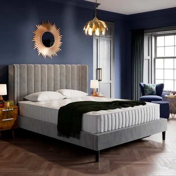 Alara Pleated Ottoman Bed Frame, Velvet 1