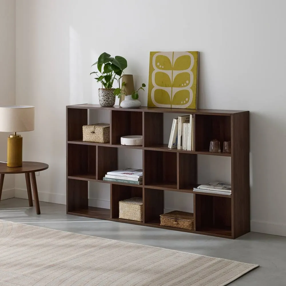 sweeek 3-shelf Bookshelf With 12 Compartments in Dark Brown 4