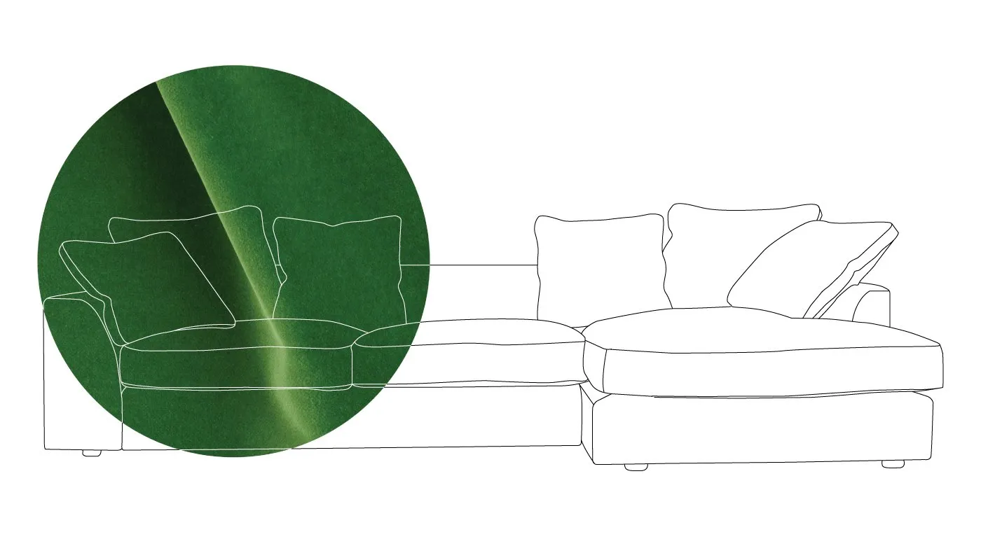 Heal's Cumulus Right Hand Corner Sofa Varese Velvet Emerald Black Feet