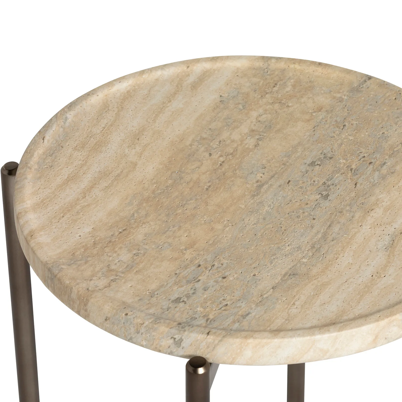 Ryde Low Dark Travertine Side Table, Round, Neutral | Barker & Stonehouse 6